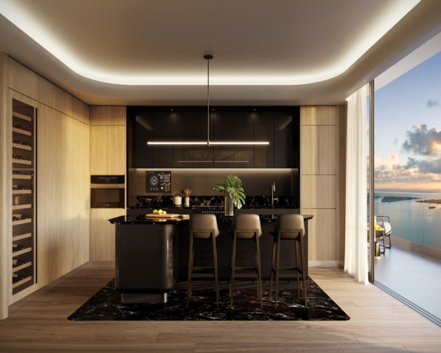 Kitchen L-shape, Marble Floor, Mercedes-Benz Places Miami, JDS Development Group, by The Boundary